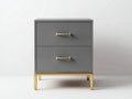 Comodino compatto con 2 cassetti in legno 50x39x57 cm - grigio fumo e oro - per camera da letto - stile moderno minimalista