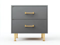 Comodino moderno in legno con 2 cassetti 52x41x56 cm - grigio antracite e oro - per camera da letto - stile contemporaneo raffinato