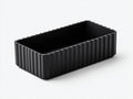 Fioriera rettangolare rigata in resina 46x 19x 16 cm - nero profondo - bordo ondulato per balcone e terrazza