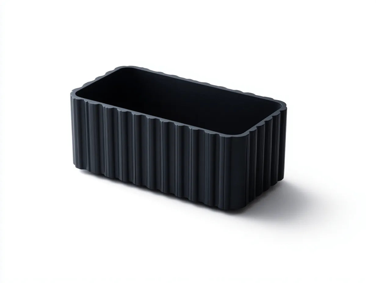 Fioriera rettangolare ondulata in resina 44x 18x 17 cm - nero - profilo decorativo per esterni