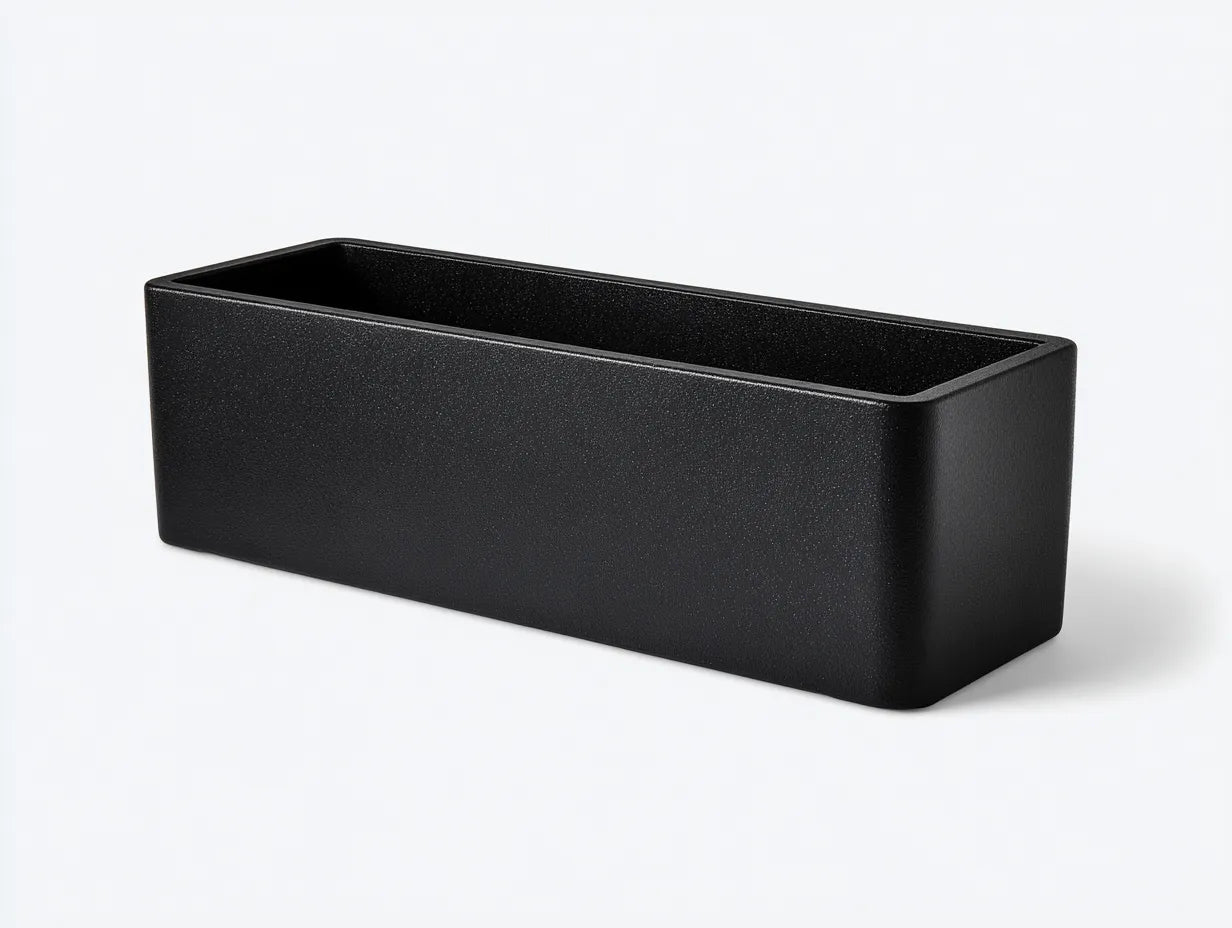 Vaso fioriera rettangolare in composito 50x 16x 16 cm - nero grafite - linea liscia per erbe aromatiche e balcone