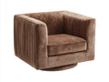 Poltrona lounge girevole in velluto 94x87x83 cm - beige nocciola - struttura squadrata con lavorazione plissettata