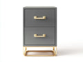 Comodino verticale con 2 cassetti in legno 46x40x62 cm - grigio grafite e oro - per camera da letto - stile moderno ricercato