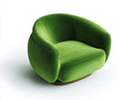 Poltrona lounge in velluto 89x81x79 cm - verde prato - scocca avvolgente con base effetto legno