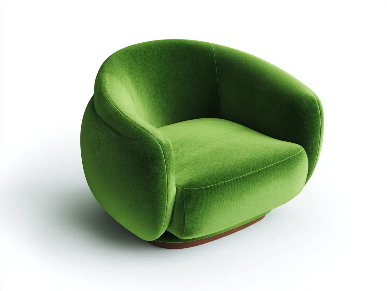 Poltrona lounge in velluto 89x81x79 cm - verde prato - scocca avvolgente con base effetto legno