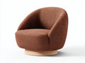 Poltrona lounge girevole in tessuto 89x83x77 cm - marrone rame - schienale curvo con base effetto legno