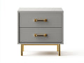 Comodino con 2 cassetti in legno 50x40x58 cm - grigio chiaro e oro - per camera da letto - stile moderno elegante