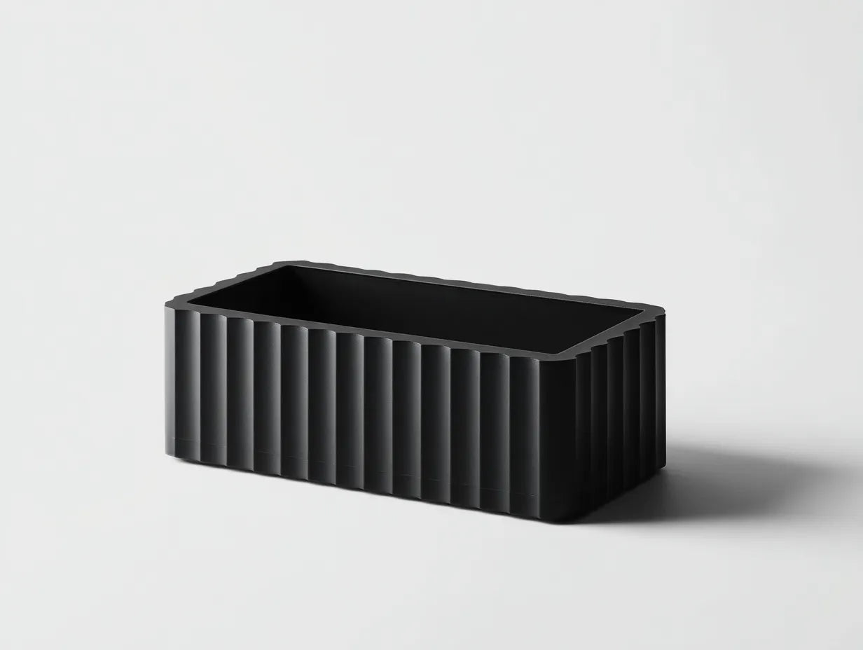 Fioriera rettangolare scanalata in resina 42x 17x 17 cm - nero - design compatto per esterni