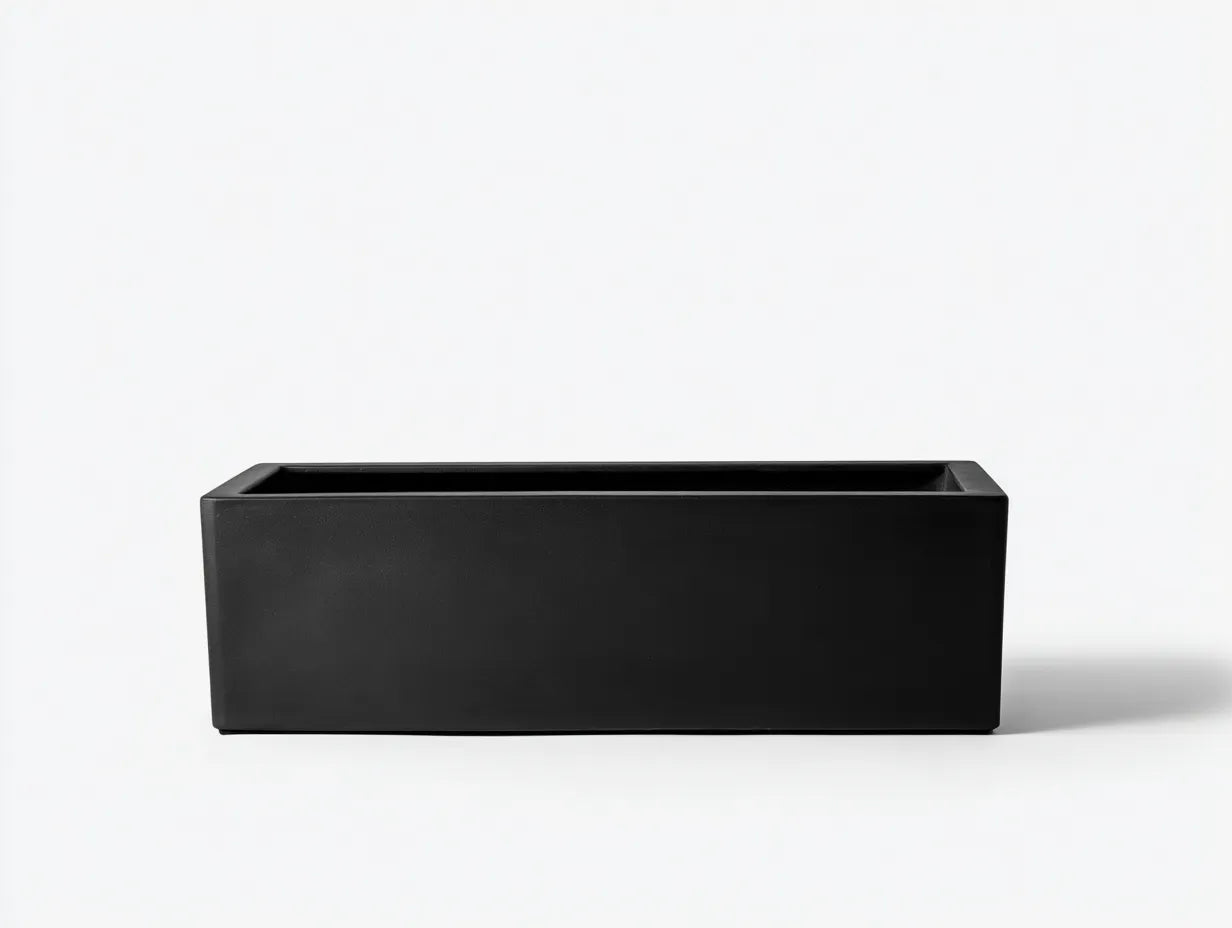 Fioriera rettangolare in composito 52x 20x 18 cm - nero opaco - linea minimal per esterni e terrazza