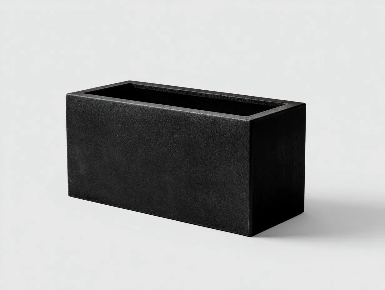 Fioriera rettangolare alta in composito 48x 18x 22 cm - nero - design lineare per esterni